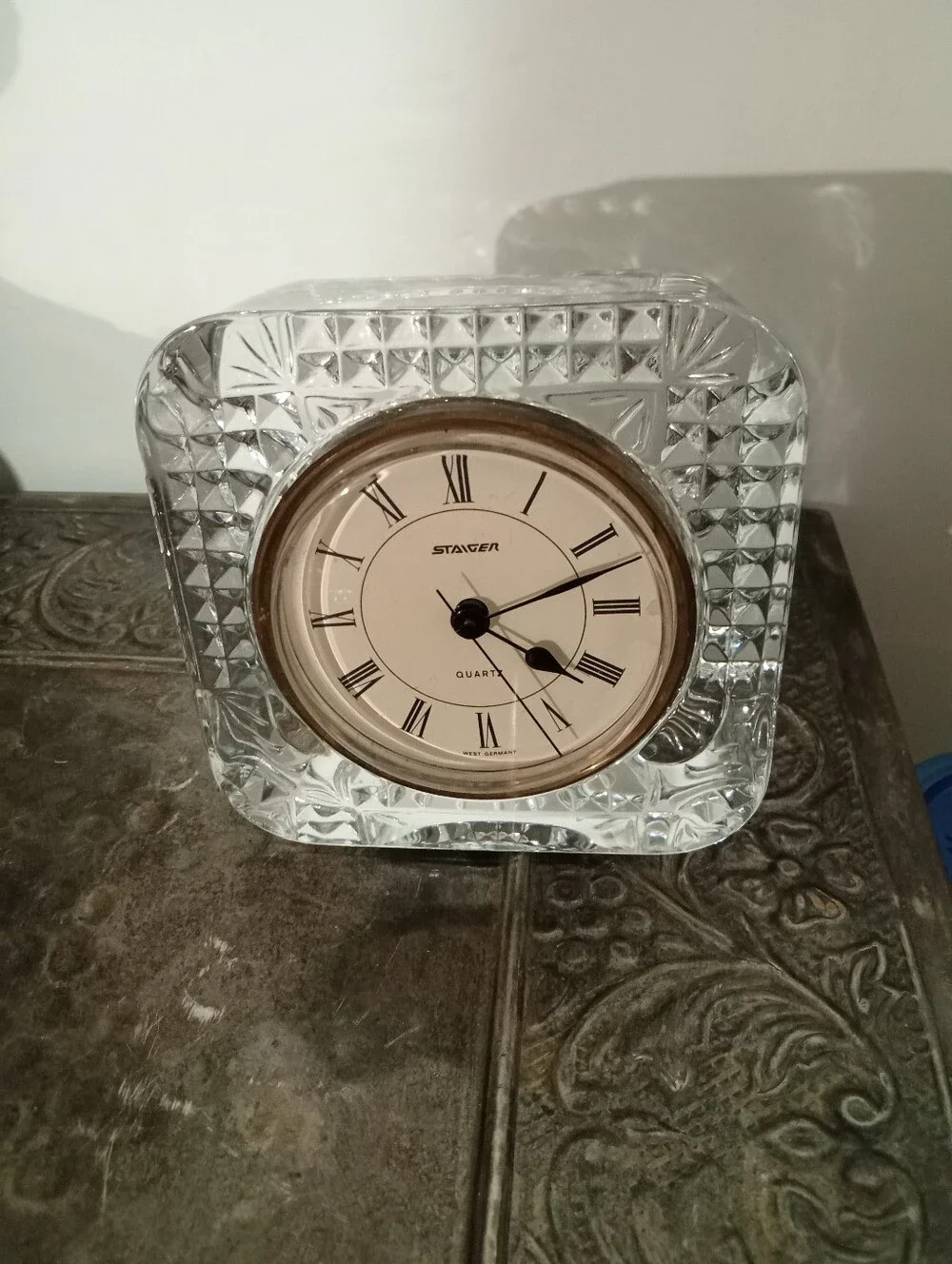 vintage Staiger Crystal Quartz Desk Table Clock - Working